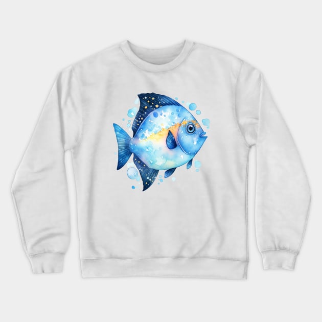 Little Blue Fishy Fish Crewneck Sweatshirt by KeeganCreations